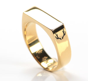 Slim Rectangular Signet Ring Gold