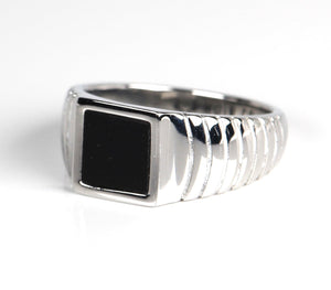 Black Onyx Signet Ring Silver