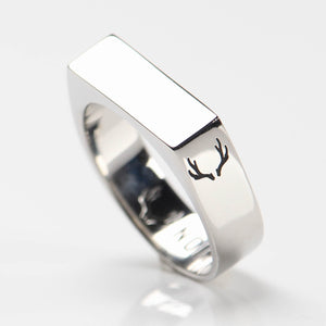Slim Rectangular Signet Ring Silver